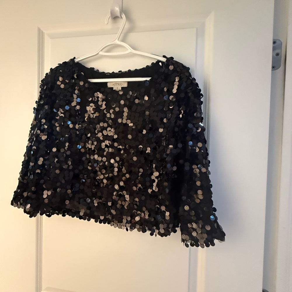 Astrid Black Sequin Top